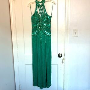 2004 Emerald Green Beaded Formal Dress from Fleur de Lis